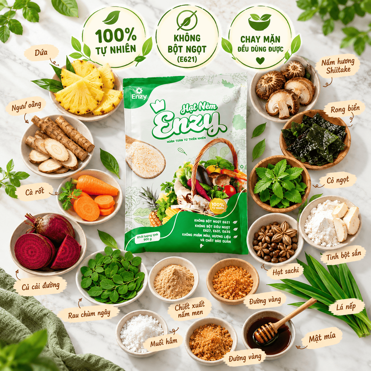 Thành phần Hạt nêm chay Enzy