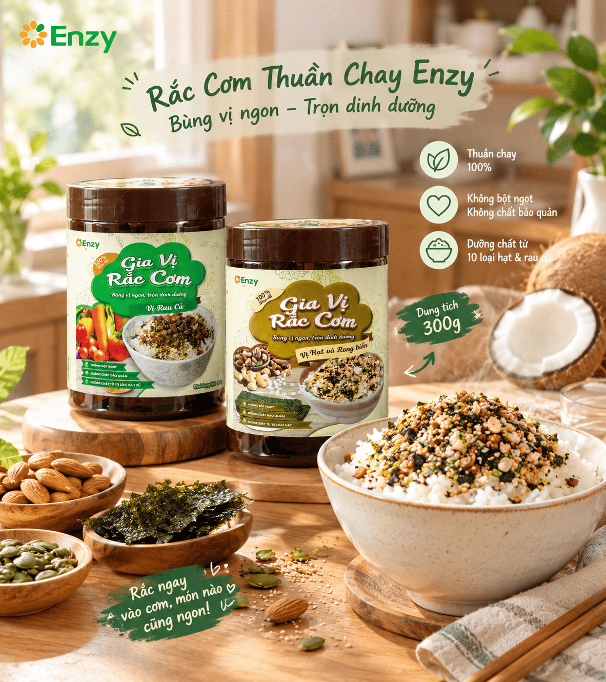 Gia vị Rắc cơm thuần chay Enzy 