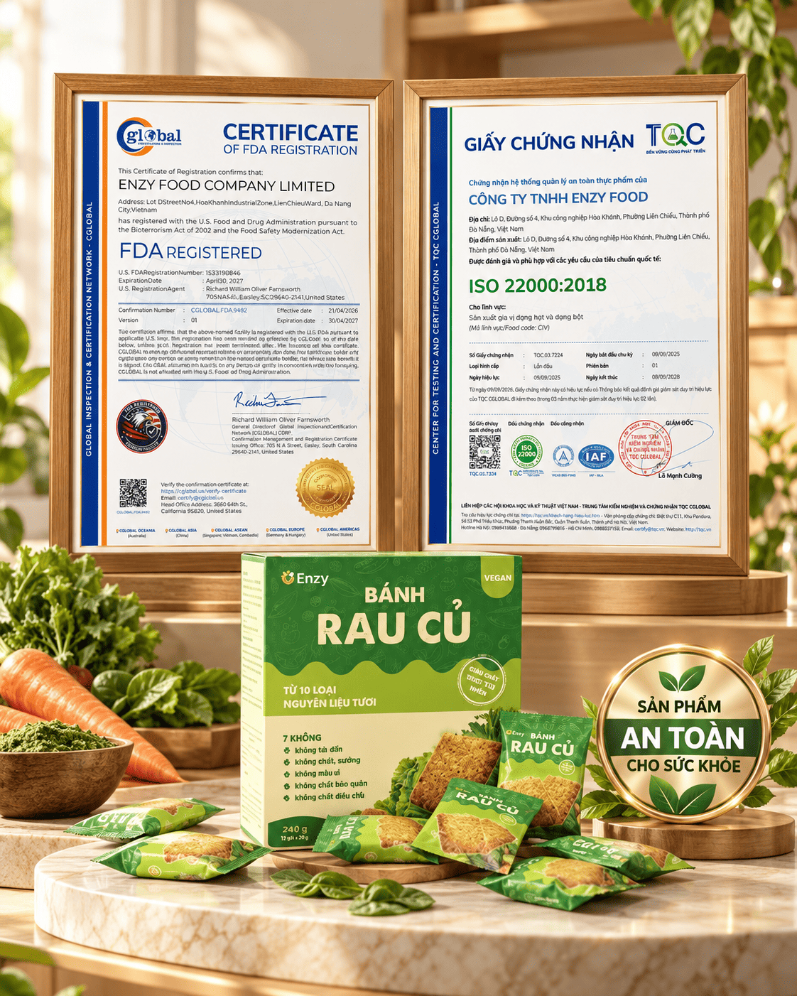 Chứng nhận nhà máy đạt chuẩn của Enzy Food