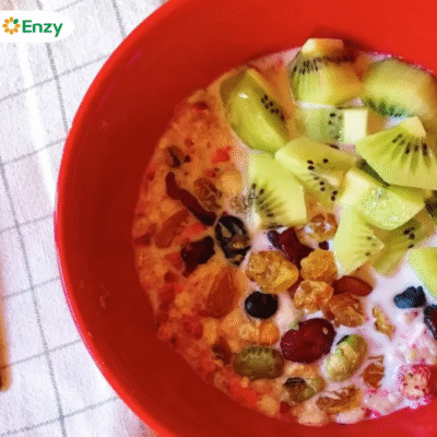 Granola – sữa hạt – kiwi