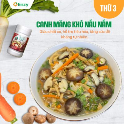 Canh măng khô chay cùng Enzy
