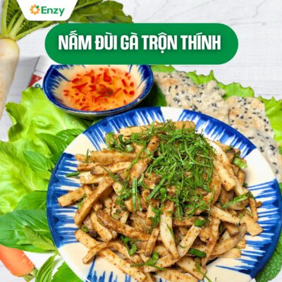 nấm đùi gà trộn thính