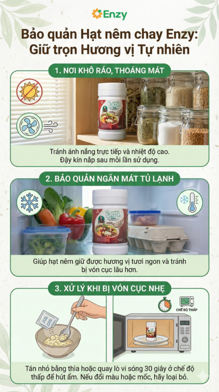 Hạt nêm chay Enzy bảo quản như thế nào