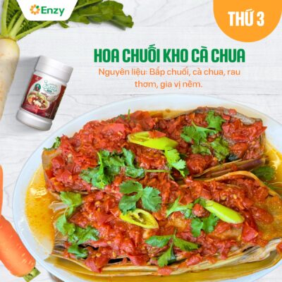 Hoa chuối kho cà chua chay
