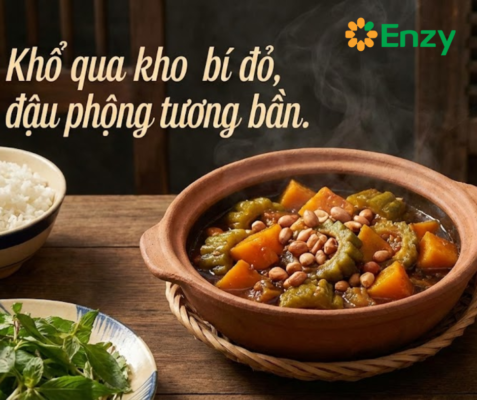khổ qua kho bí đỏ đậu phộng tương bần