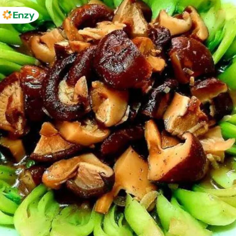 cải thìa xào sốt nấm