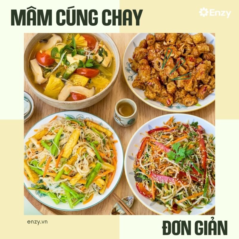 mâm cúng chay đơn giản