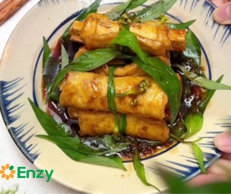 đậu hũ cuộn khoai môn rim