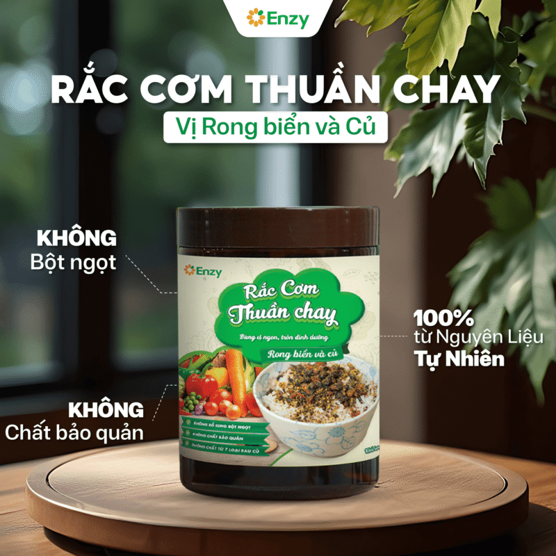 rắc cơm thuần chay enzy cho bữa ăn gọn