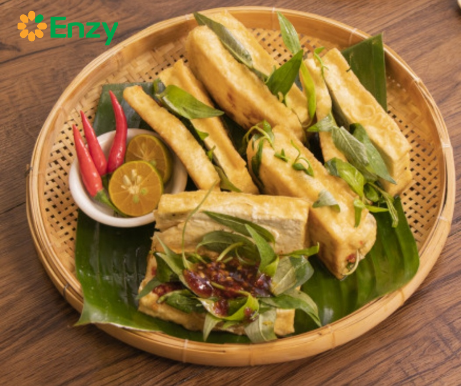 đậu hũ hấp muối tiêu rau răm